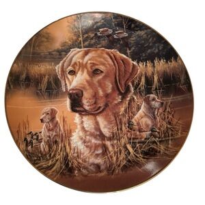 “Devoted Partner” by Bruce Langton Golden Retriever Decorative Plate #1059 A